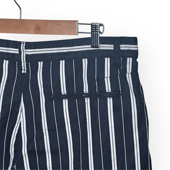 RAG & BONE Perry Linen Blend Shorts Striped Navy Blue Coastal Beach Cruise Lake - Picture 11 of 16